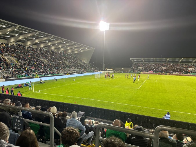 At a Shamrock Rovers FC soccer match in Dublin