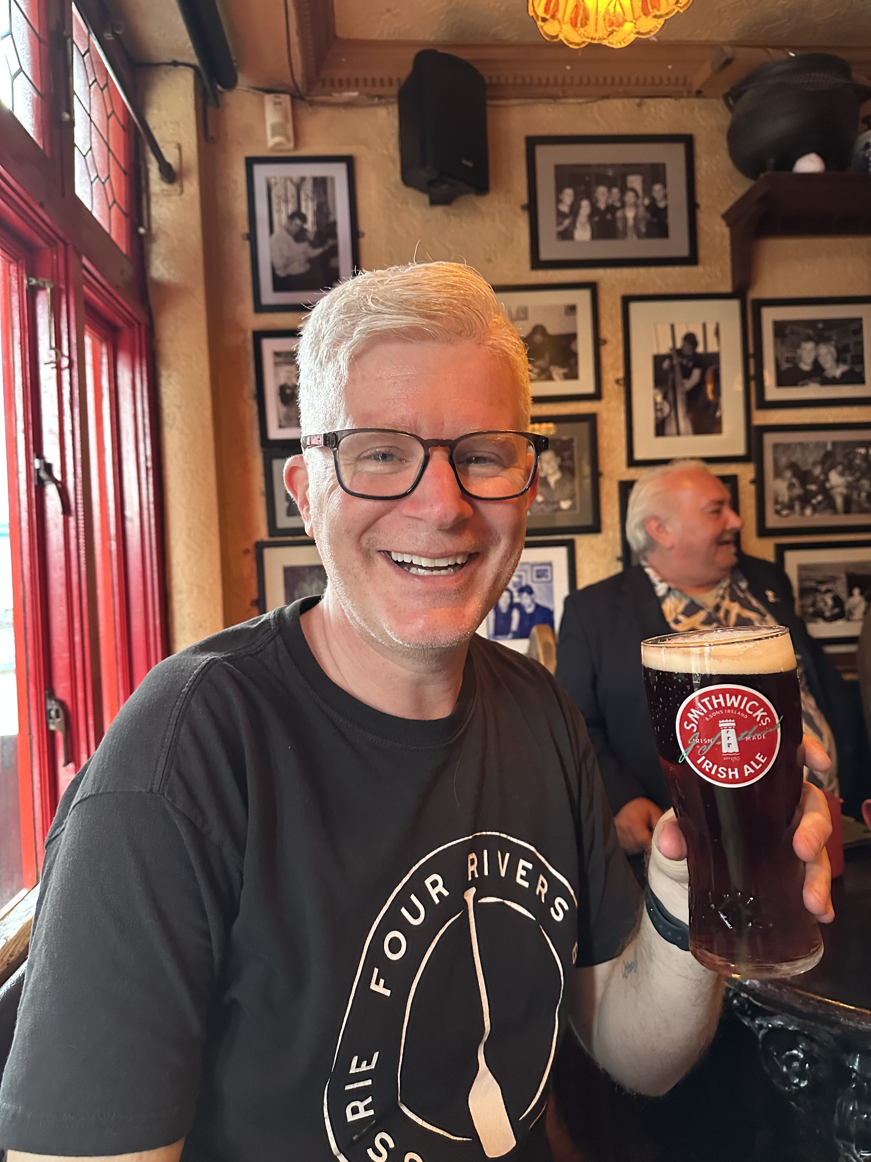 Enjoying a pint at Tig Cóilí in Galway, Ireland