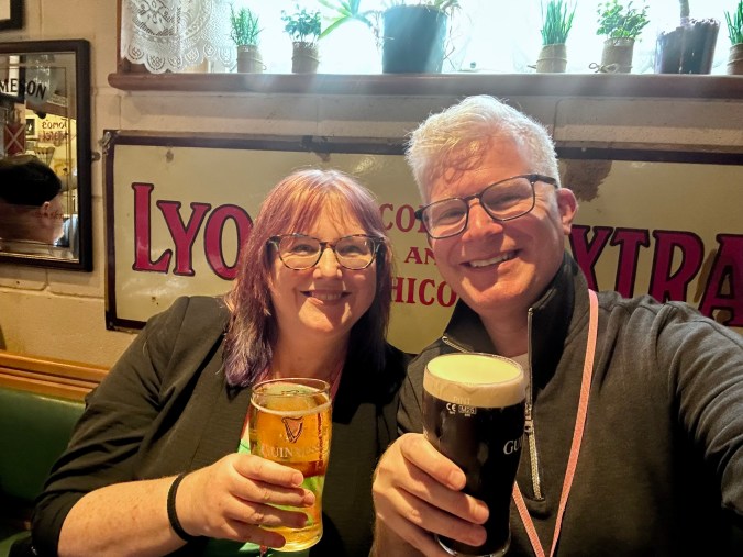 Enjoying a drink in Doolin